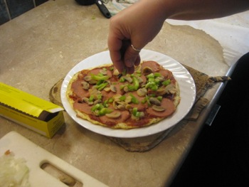 Gluten Free Cauliflower Crust Pizza - Carla Anne Coroy - Cauliflower Crust Pizza putting on toppings part 2