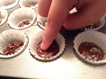 Better-Than-Reece's Peanut Butter Cups - Carla Anne Coroy - Putting chocolate in the liners